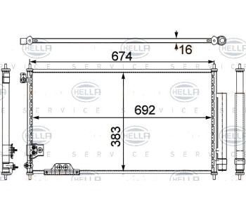Кондензатор климатизации HELLA за HONDA ACCORD VII (CM, CN) комби от 2003 до 2008
