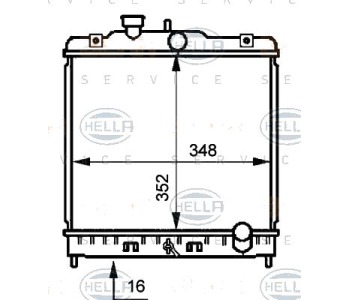 Радиатор, охлаждане на двигателя HELLA 8MK 376 707-781 за HONDA CIVIC V (EG) хечбек от 1991 до 1995