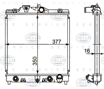 Радиатор, охлаждане на двигателя HELLA 8MK 376 719-781 за HONDA CIVIC V (EJ) купе от 1993 до 1996