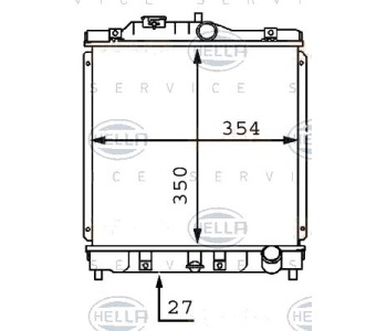 Радиатор, охлаждане на двигателя HELLA 8MK 376 707-551 за HONDA CIVIC V (EG) хечбек от 1991 до 1995