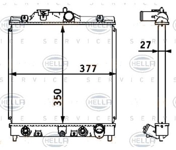 Радиатор, охлаждане на двигателя HELLA 8MK 376 708-381 за HONDA CIVIC V (EG) хечбек от 1991 до 1995