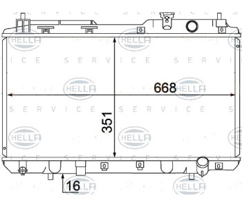 Радиатор, охлаждане на двигателя HELLA 8MK 376 768-281 за HONDA CR-V I (RD) от 1995 до 2002