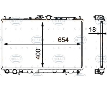 Радиатор, охлаждане на двигателя HELLA 8MK 376 718-541 за MITSUBISHI CARISMA (DA_) седан от 1999 до 2004