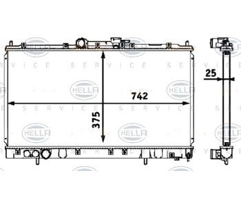 Радиатор, охлаждане на двигателя HELLA 8MK 376 718-511 за MITSUBISHI GALANT VIII (EA_) комби от 1996 до 2003