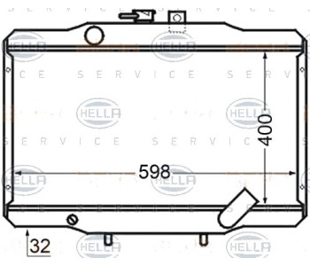 Радиатор, охлаждане на двигателя HELLA 8MK 376 705-741 за MITSUBISHI L300 (P0_V, P1_V, P_2V) товарен от 1986 до 2013