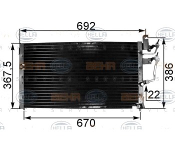 Кондензатор, климатизация HELLA 8FC 351 301-111 за MITSUBISHI SPACE WAGON (N3_W, N4_W) от 1991 до 1998