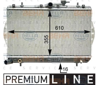 Радиатор, охлаждане на двигателя HELLA 8MK 376 762-041 за HYUNDAI ACCENT I (X-3) купе от 1994 до 1999