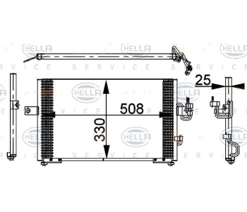 Кондензатор климатизации HELLA за HYUNDAI ACCENT I (X-3) седан от 1995 до 1999