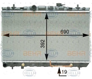 Воден радиатор HELLA за HYUNDAI COUPE (GK) от 2001 до 2009