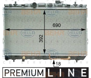 Радиатор, охлаждане на двигателя HELLA 8MK 376 763-291 за HYUNDAI ELANTRA (XD) хечбек от 2000 до 2006