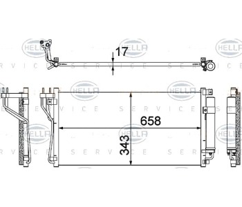 Кондензатор, климатизация HELLA 8FC 351 304-731 за HYUNDAI GRANDEUR (TG) от 2005 до 2011