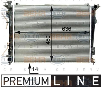 Радиатор, охлаждане на двигателя HELLA 8MK 376 763-731 за HYUNDAI GRANDEUR (TG) от 2005 до 2011
