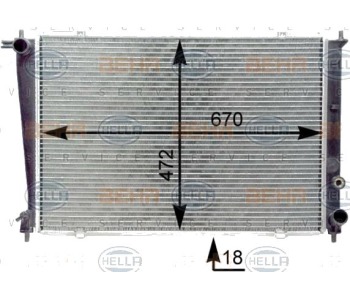 Воден радиатор HELLA за HYUNDAI H-1 товарен от 1997 до 2008