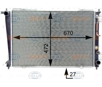 Воден радиатор HELLA за HYUNDAI H-1 товарен от 1997 до 2008