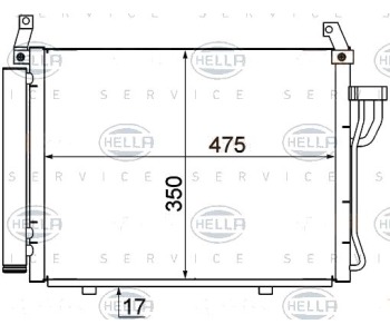 Кондензатор, климатизация HELLA 8FC 351 001-211 за HYUNDAI i10 (PA) от 2007 до 2013