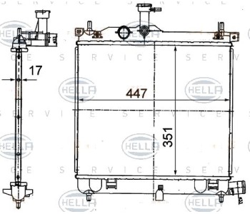 Радиатор, охлаждане на двигателя HELLA 8MK 376 790-001 за HYUNDAI i10 (PA) от 2007 до 2013