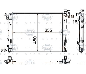 Радиатор, охлаждане на двигателя HELLA 8MK 376 790-441 за HYUNDAI ix35 (LM, EL, ELH) от 2009 до 2015