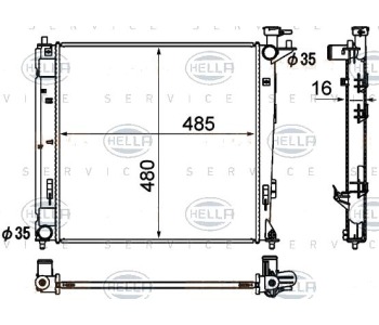 Радиатор, охлаждане на двигателя HELLA 8MK 376 790-461 за HYUNDAI ix35 (LM, EL, ELH) от 2009 до 2015