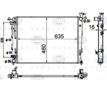 Радиатор, охлаждане на двигателя HELLA 8MK 376 790-431 за HYUNDAI ix35 (LM, EL, ELH) от 2009 до 2015