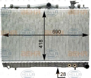 Воден радиатор HELLA за HYUNDAI SONATA III (Y-3) от 1993 до 1998
