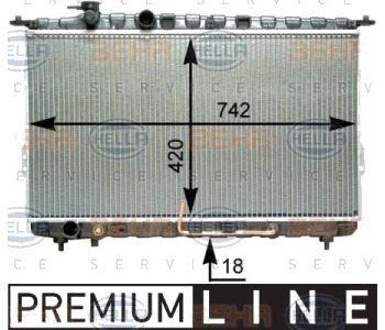 Радиатор, охлаждане на двигателя HELLA 8MK 376 762-241 за HYUNDAI SONATA IV (EF) от 1998 до 2005