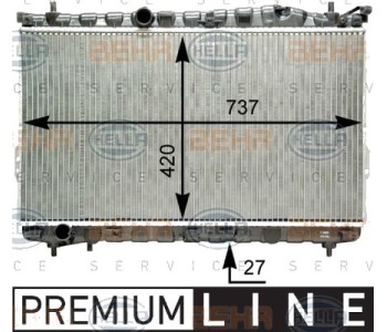 Радиатор, охлаждане на двигателя HELLA 8MK 376 762-311 за HYUNDAI TRAJET (FO) от 2000 до 2008