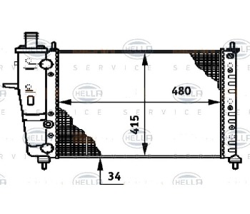 Радиатор, охлаждане на двигателя HELLA 8MK 376 719-531 за FIAT BRAVO I (182) от 1995 до 2001