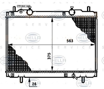 Радиатор, охлаждане на двигателя HELLA 8MK 376 720-751 за FIAT BRAVO I (182) от 1995 до 2001