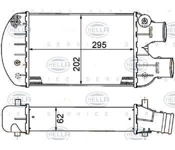 Интеркулер (охладител за въздуха на турбината) HELLA 8ML 376 776-271 за FIAT BRAVO I (182) от 1995 до 2001