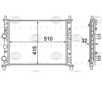 Радиатор, охлаждане на двигателя HELLA 8MK 376 781-101 за FIAT BRAVO I (182) от 1995 до 2001