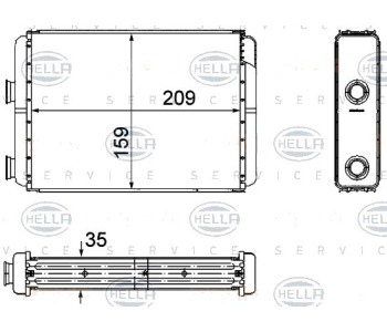 Топлообменник, отопление на вътрешното пространство HELLA 8FH 351 308-251 за LANCIA YPSILON (843) от 2003 до 2011