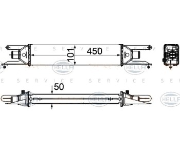 Интеркулер (охладител за въздуха на турбината) HELLA 8ML 376 746-681 за FIAT PUNTO GRANDE (199) от 2005 до 2012