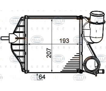 Интеркулер (охладител за въздуха на турбината) HELLA 8ML 376 910-011 за LANCIA MUSA (350) от 2004 до 2012