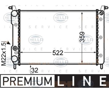 Радиатор, охлаждане на двигателя HELLA 8MK 376 704-781 за FIAT PALIO I (178BX) от 1996 до 2006