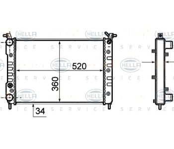 Радиатор, охлаждане на двигателя HELLA 8MK 376 756-501 за FIAT STRADA (178) пикап от 1998 до 2009