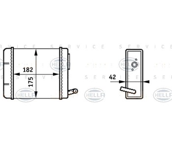 Топлообменник, отопление на вътрешното пространство HELLA 8FH 351 313-211 за SEAT TERRA (024A) товарен от 1987 до 1996