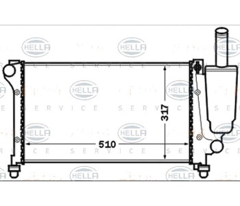 Радиатор, охлаждане на двигателя HELLA 8MK 376 767-741 за FIAT PANDA (169) от 2003 до 2012