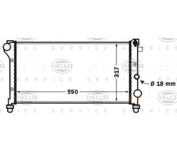 Радиатор, охлаждане на двигателя HELLA 8MK 376 767-751 за FIAT PANDA (169) от 2003 до 2012