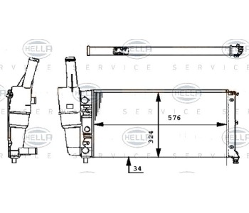 Радиатор, охлаждане на двигателя HELLA 8MK 376 713-544 за LANCIA YPSILON (840A) от 1995 до 2003