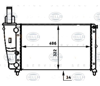 Радиатор, охлаждане на двигателя HELLA 8MK 376 713-381 за LANCIA YPSILON (840A) от 1995 до 2003