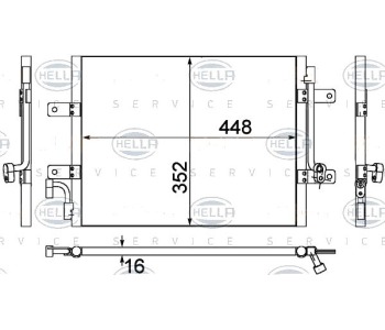 Кондензатор, климатизация HELLA 8FC 351 309-301 за FIAT STRADA (178) пикап от 1998 до 2009