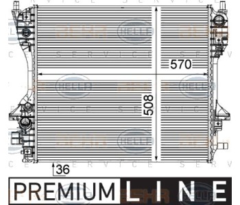 Радиатор, охлаждане на двигателя HELLA 8MK 376 756-671 за JAGUAR XJ (X351) от 2009