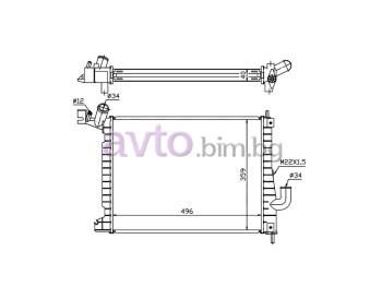 Воден радиатор размер 495/360/37 за OPEL VECTRA B (J96) седан от 1995 до 2002