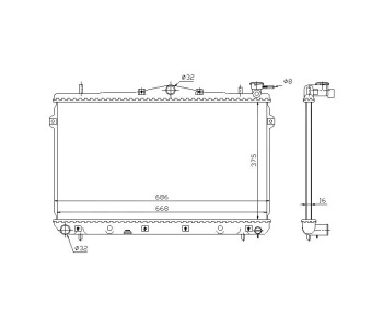 Воден радиатор размер 660/375/16 за HYUNDAI LANTRA II (J-2) комби от 1996 до 2000