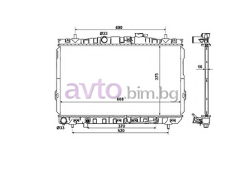 Воден радиатор размер 670/378/16 за HYUNDAI COUPE (GK) от 2001 до 2009
