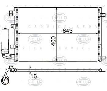 Кондензатор, климатизация HELLA 8FC 351 310-121 за NISSAN QASHQAI (J10, JJ10) от 2007 до 2013