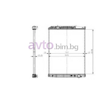 Воден радиатор размер 1015/820/40 за MERCEDES ACTROS I от 1996 до 2002
