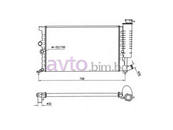 Воден радиатор размер 610/360/22 за CITROEN XANTIA (X1) комби от 1995 до 1998