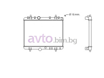 Воден радиатор размер 378/565/18 за PEUGEOT 307 (3A/C) хечбек от 2000 до 2008