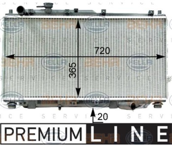 Радиатор, охлаждане на двигателя HELLA 8MK 376 763-401 за KIA SHUMA II (FB) седан от 2001 до 2004